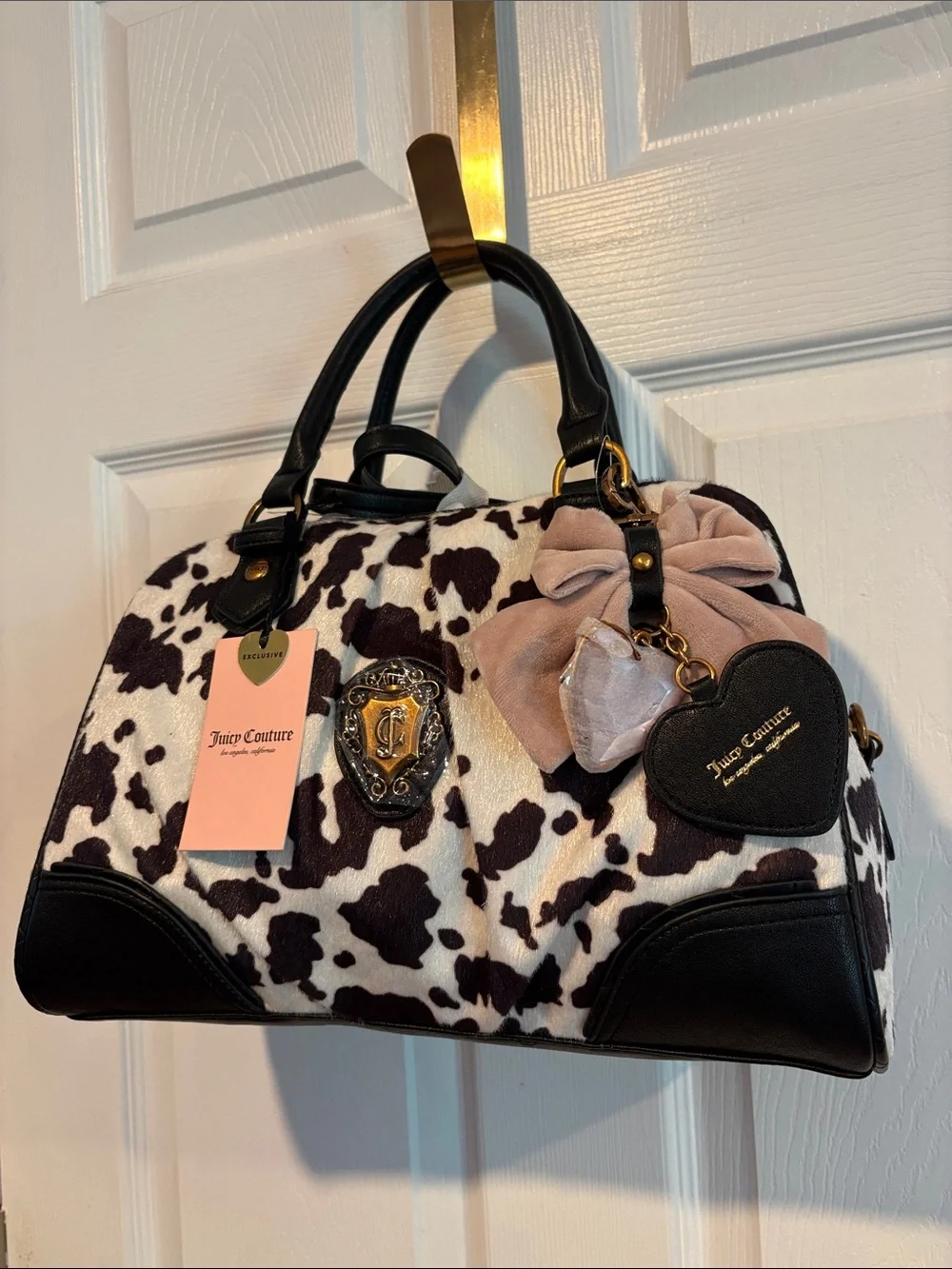 BNWT JUICY COUTURE Juicy Romance Cow Print Viral Satchel Bag
